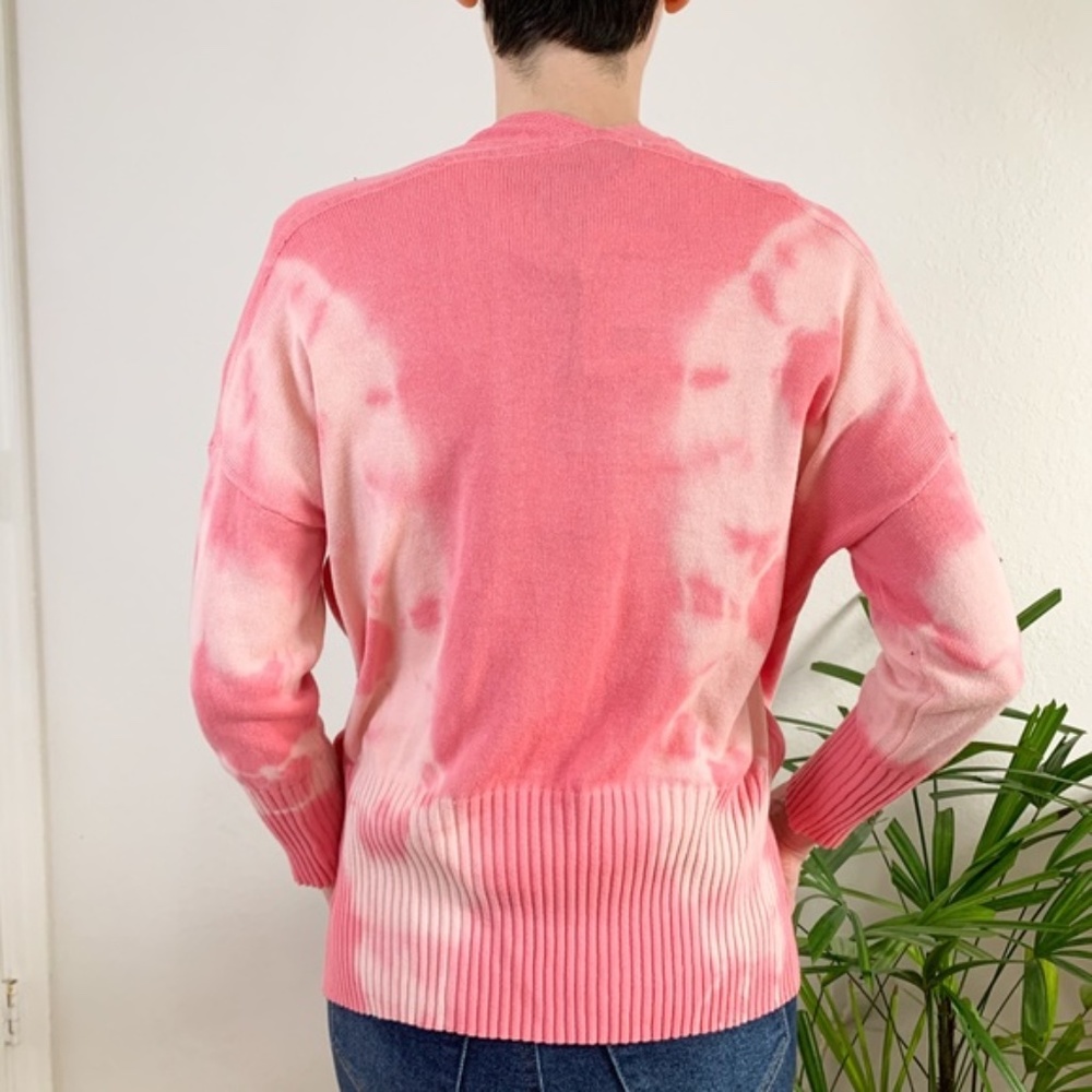 William Rast Amina Pink Tie-Dyed Cotton Cardigan S - Picture 2 of 5